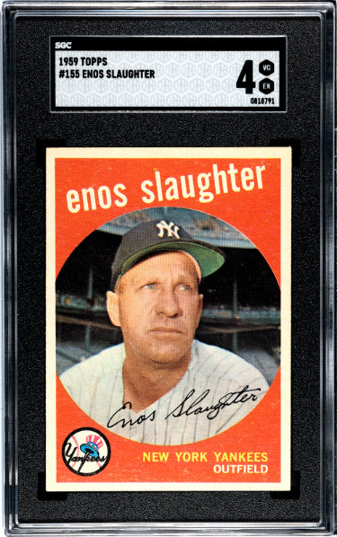 Enos Slaughter 1959 Topps Baseball Card #155- SGC Graded 4 VG-EX (New York Yankees/HOF)-Powers Sports Memorabilia