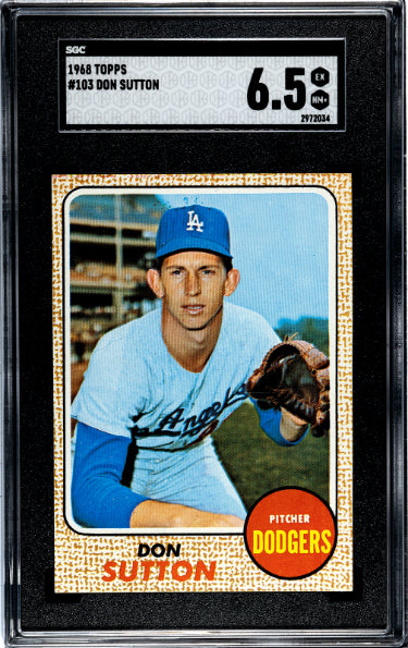 Don Sutton 1968 Topps Baseball Card #103- SGC Graded 6.5 EX-NM+ (Los Angeles Dodgers/HOF)-Powers Sports Memorabilia
