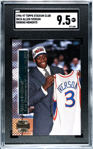 Allen Iverson 1996-97 Topps Stadium Club Rookie Card (RC) #SM15- SGC Graded 9.5 Mint+ (Philadelphia 76ers)-Powers Sports Memorabilia