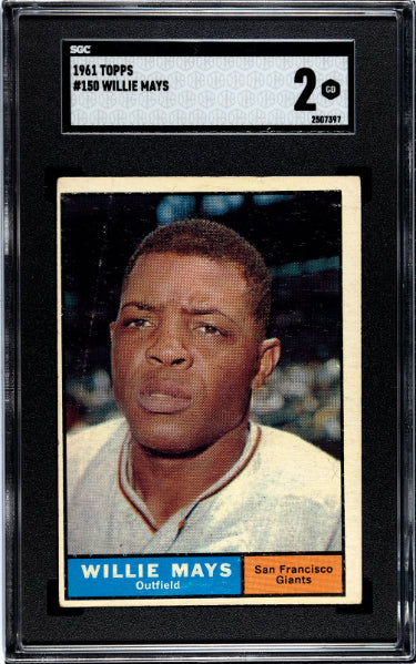 Willie Mays 1961 Topps Baseball Card #150- SGC Graded 2 GD (San Francisco Giants/HOF) - Collectible-Powers Sports Memorabilia