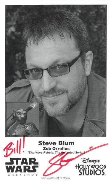 Steve Blum Autographed Star Wars Weekends 4.75x7.75 B&W Photo Bill!- COA (Voice of Zeb Orrelios/Disney's Hollywood Studios)-Powers Sports Memorabilia