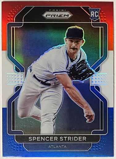 Spencer Strider 2022 Panini Prizm Tier III Red, White & Blue Rookie Card (RC) #240 (Atlanta Braves)-Powers Sports Memorabilia