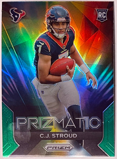 CJ/C.J. Stroud 2023 Panini Prizm Green Prizmatic Rookie Card (RC) #6 (Houston Texans)-Powers Sports Memorabilia
