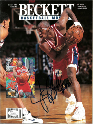 Jerry Stackhouse Autographed 1996 Beckett Basketball Monthly Full Magazine January 1996- JSA #V69065 (Philadelphia 76ers)-Powers Sports Memorabilia