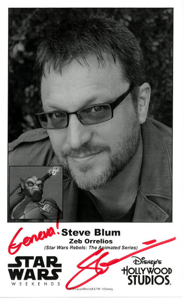 Steve Blum Autographed Star Wars Weekends 4.75x7.75 B&W Photo Geneva!- COA (Voice of Zeb Orrelios/Disney's Hollywood Studios)-Powers Sports Memorabilia