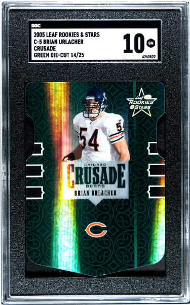 Brian Urlacher 2005 Leaf Rookies & Stars Green Die-Cut Crusade Rookie Card #C-5- /25- SGC Graded 10 Gem Mint (Chicago Bears)-Powers Sports Memorabilia