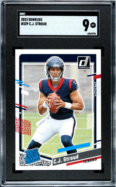 CJ/C.J. Stroud 2023 Donruss Rated Rookie Card (RC) #339- SGC Graded 9 Mint (Texans/Ohio State)-Powers Sports Memorabilia