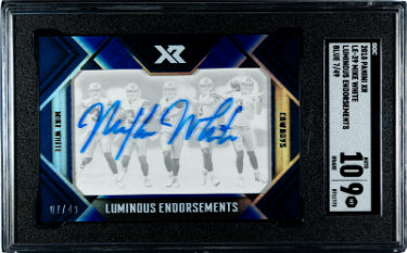 Mike White Autographed 2018 Panini XR Luminous Endorsements Blue Rookie On Card Auto #LE-39- /49- SGC Graded 9 Mint/10 Auto (Cowboys)-Powers Sports Memorabilia