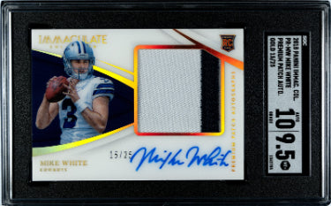 Mike White Autographed 2018 Panini Immaculate Col. Premium Patch RPA Rookie On Card Auto #PR-MW- /25- SGC Graded 9.5 Mint+/10 Auto