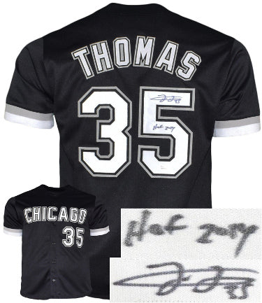 Frank Thomas Autographed Chicago Black Custom Stitched Pro Baseball Jersey HOF 2014 XL- JSA Witnessed-Powers Sports Memorabilia