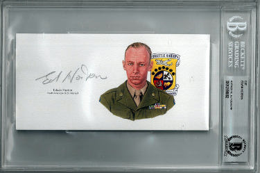 Edwin Horton Autographed 6.5?ǥx3.5?ǥ cut signature w/ Image?Çô BAS/Beckett Encapsulated (WWII/Doolittle Raiders/B-25 Mitchell) - CTBL_039036-Powers Sports Memorabilia