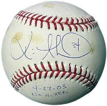 Kevin Millwood Autographed Official Rawlings Major League Baseball 4-27-03 No Hitter- tone spots- COA (Braves/Phillies)-Powers Sports Memorabilia