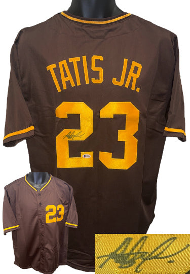 Fernando Tatis, Jr. Autographed San Diego Brown Custom Stitched Baseball Jersey- Beckett (Approx Size M)-Powers Sports Memorabilia
