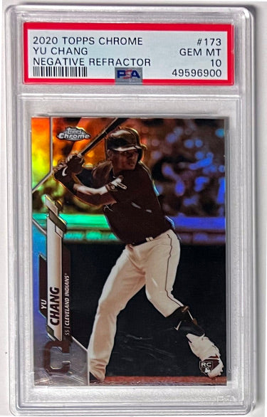 Yu Chang 2020 Topps Chrome Negative Refractor Rookie Card #173- PSA Graded 10 Gem Mint (Cleveland/Red Sox/Chinese National) - Collectible-Powers Sports Memorabilia