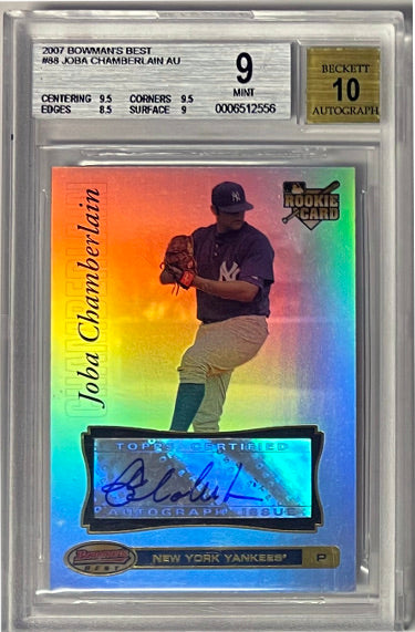 Joba Chamberlain Autographed 2007 Bowman's Best Rookie Auto Card (RC) #88- Beckett/BGS Graded 9 Mint/10 Auto (Yankees)-Powers Sports Memorabilia