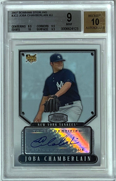Joba Chamberlain Autographed 2007 Bowman Sterling Rookie Auto Card (RC) #JC2- Beckett/BGS Graded 9 Mint/10 Auto (Yankees)-Powers Sports Memorabilia