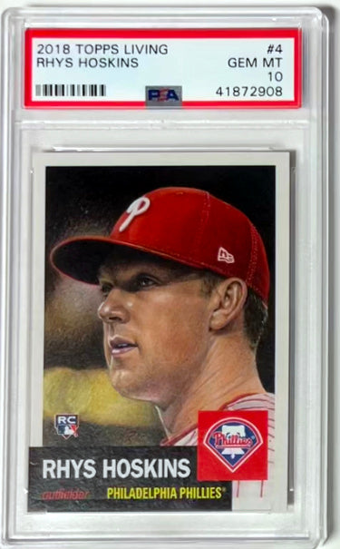 Rhys Hoskins 2018 Topps Living Baseball Rookie Card (RC) #4- PSA Graded 10 Gem Mint (Philadelphia Phillies) - Collectible-Powers Sports Memorabilia