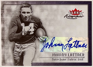 Johnny Lattner Autographed 2012 Fleer Retro Football Auto Card #00AU-JL (Notre Dame/Heisman)-Powers Sports Memorabilia