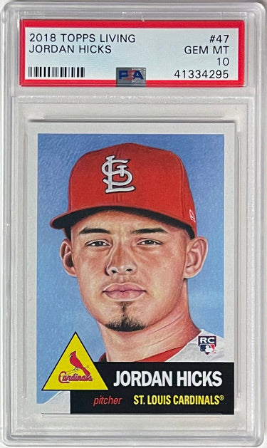 Jordan Hicks 2018 Topps Living Baseball Card #47- PSA Graded 10 Gem Mint (St. Louis Cardinals) - Collectible-Powers Sports Memorabilia