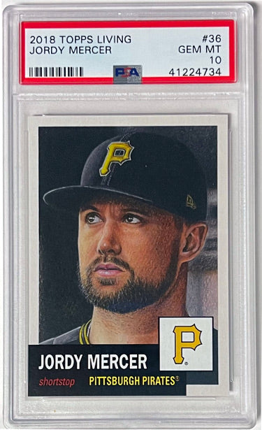 Jordy Mercer 2018 Topps Living Baseball Card #36- PSA Graded 10 Gem Mint (Pittsburgh Pirates) - Collectible-Powers Sports Memorabilia