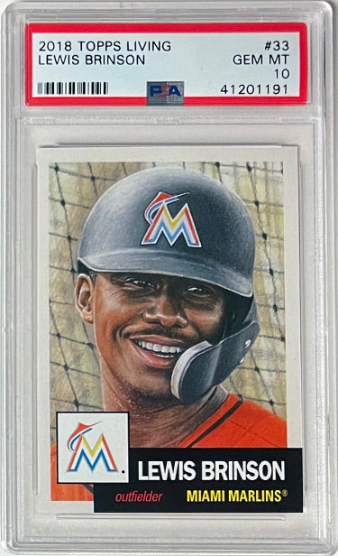Lewis Brinson 2018 Topps Living Baseball Card #33- PSA Graded 10 Gem Mint (Miami Marlins) - Collectible-Powers Sports Memorabilia