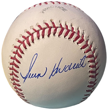 George Hendrick Autographed Official Rawlings Major League Practice Baseball imperfect- COA (Cardinals/A?ÇÖs/4XAS/72/82 WS Champs)-Powers Sports Memorabilia