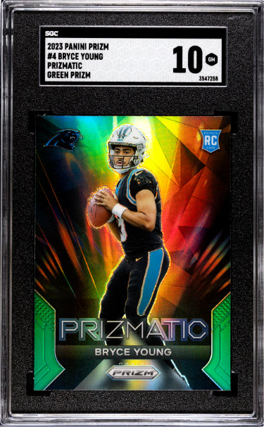 Bryce Young 2023 Panini Prizm Prizmatic Green Prizm Rookie Card (RC) #4- SGC Graded 10 Gem Mint (Carolina Panthers)-Powers Sports Memorabilia
