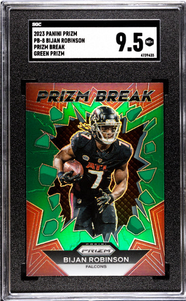 Bijan Robinson 2023 Panini Prizm Break Green Rookie Card (RC) #PB-8- SGC Graded 9.5 Mint+ (Atlanta Falcons)-Powers Sports Memorabilia