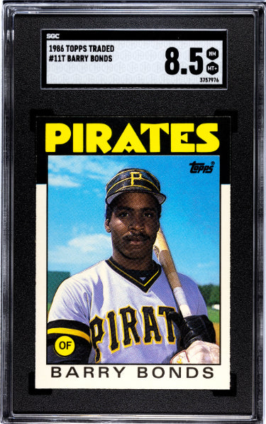 Barry Bonds 1986 Topps Traded Rookie Card (RC) #11T- SGC Graded 8.5 NM-MT+ (Pittsburgh Pirates) - Collectible-Powers Sports Memorabilia