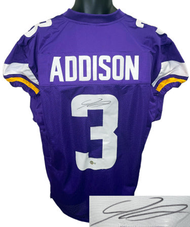 Jordan Addison Autographed Minnesota Purple Custom Stitched Pro Style Football Jersey XL- Beckett Witnessed #W951421-Powers Sports Memorabilia