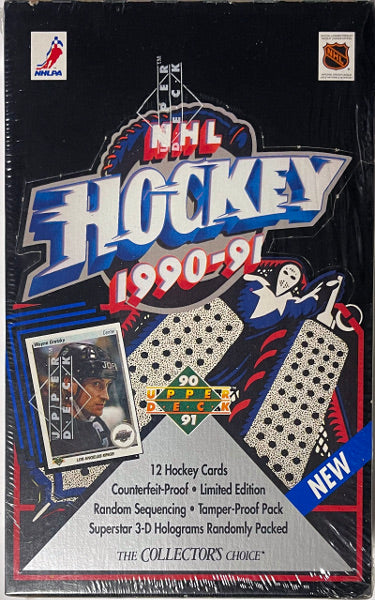 1990-91 NHL Upper Deck Hockey Factory Sealed Wax Box- 36PK/12 CPP- Jagr/Fedorov/Bure RC's-Powers Sports Memorabilia