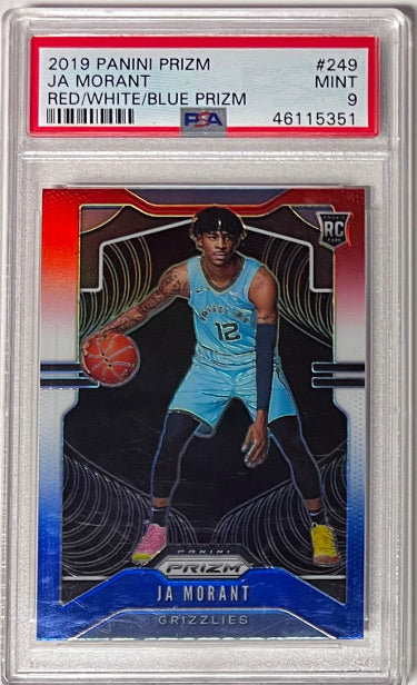 Ja Morant 2019-20 Panini Red/White/Blue Prizm Rookie Card (RC) #249- PSA Graded 9 Mint (Memphis Grizzlies)-Powers Sports Memorabilia