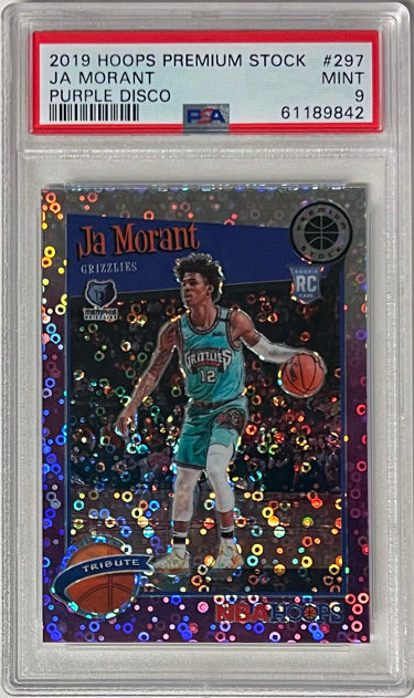 Ja Morant 2019-20 Panini Premium Stock Purple Disco Rookie Card (RC) #297- PSA Graded 9 Mint (Memphis Grizzlies)-Powers Sports Memorabilia
