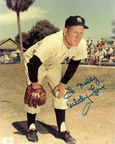 Whitey Ford Autographed New York Yankees MLB 8x10 Photo To Molly- COA (HOF/6X WS Champ)-Powers Sports Memorabilia