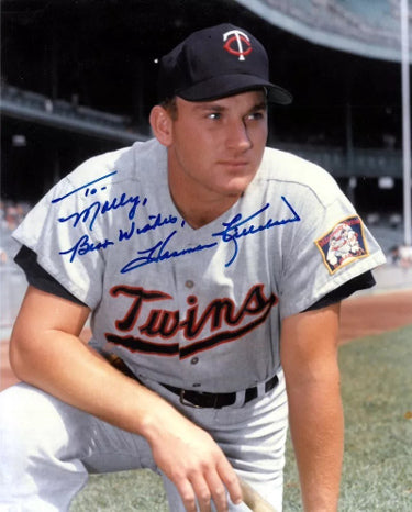 Harmon Killebrew Autographed Minnesota Twins MLB 8x10 Photo To Molly imperfect- COA (HOF/13X AS/AL MVP)-Powers Sports Memorabilia
