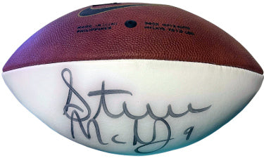 Steve McNair Autographed Nike Logo Full Size White Panel Football #9?Çô Beckett Review (Tennessee Titans/Ravens/Air McNair)-Powers Sports Memorabilia
