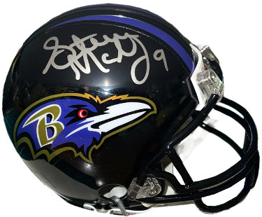 Steve McNair Autographed Baltimore Ravens Riddell NFL Mini Helmet #9?Çô Beckett Review (Air McNair)-Powers Sports Memorabilia