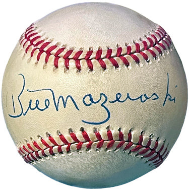 Bill Mazeroski Autographed Official Rawlings RONL National League Baseball minor tone- COA (Pirates/HOF/10XAS/8XGG)-Powers Sports Memorabilia
