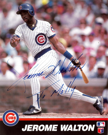 Jerome Walton Autographed Chicago Cubs MLB 8x10 Photo To Molly- COA-Powers Sports Memorabilia