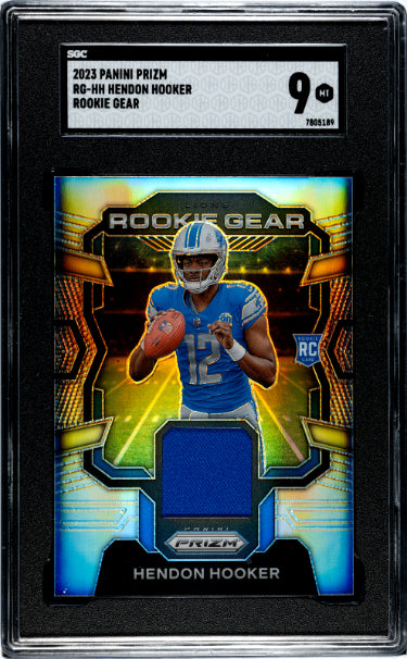 Hendon Hooker 2023 Panini Prizm Rookie Gear Card (RC) #RG-HH- SGC Graded 9 Mint (Detroit Lions)-Powers Sports Memorabilia