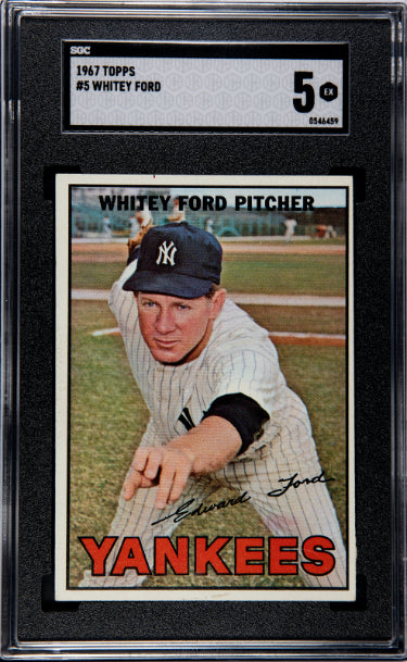 Whitey Ford 1967 Topps Baseball Card #5- SGC Graded 5 EX (New York Yankees/HOF) - Collectible-Powers Sports Memorabilia