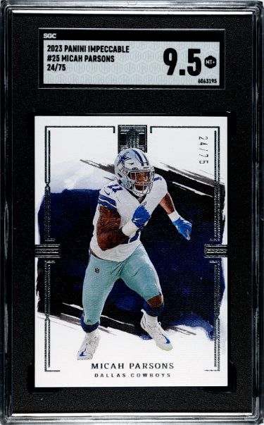 Micah Parsons 2023 Panini Impeccable Card #25- /75- SGC Graded 9.5 Mint+ (Dallas Cowboys)-Powers Sports Memorabilia