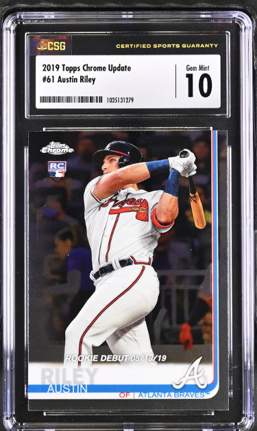 Austin Riley 2019 Topps Chrome Update Rookie Card (RC) #61- CSG Graded 10 Gem Mint (Atlanta Braves) - Collectible-Powers Sports Memorabilia