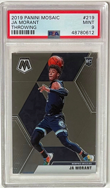 Ja Morant 2019-20 Panini Mosaic Throwing Rookie Card (RC) #219- PSA Graded 9 Mint (Memphis Grizzlies)-Powers Sports Memorabilia