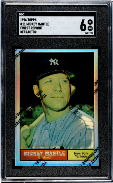 Mickey Mantle 1996 Topps Finest Reprint 1961 Refractor Card #11 w/Coating- SGC Graded 6 EX-NM (New York Yankees/HOF) - Collectible-Powers Sports Memorabilia