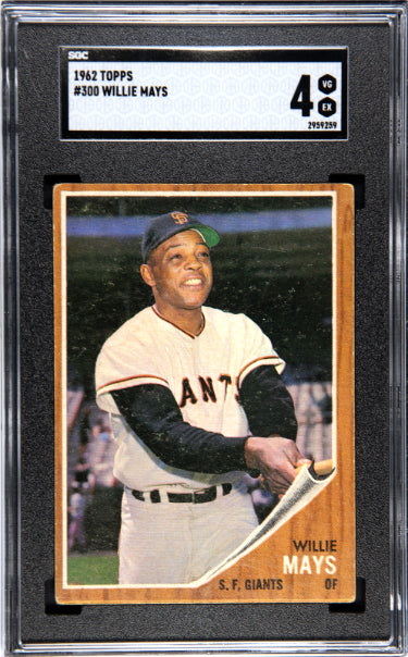 Willie Mays 1962 Topps Card #300- SGC Graded 4 VG-EX (San Francisco Giants/HOF) - Collectible-Powers Sports Memorabilia