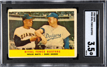 Willie Mays/Duke Snider 1958 Topps Rival Fence Busters Baseball Card #436- SGC Graded 3.5 Very Good+ - Collectible-Powers Sports Memorabilia