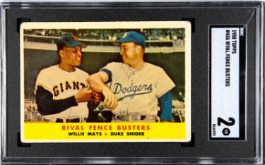 Willie Mays/Duke Snider 1958 Topps Rival Fence Busters Baseball Card #436- SGC Graded 2 Good - Collectible-Powers Sports Memorabilia