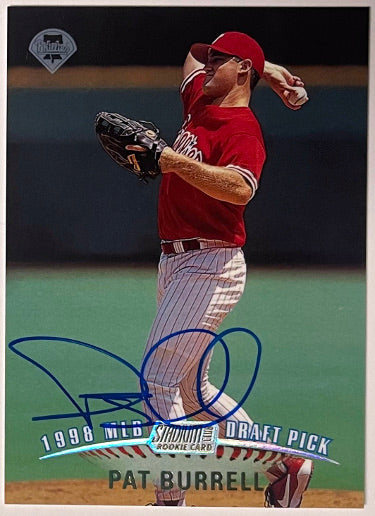Pat Burrell Autographed 1998 Topps Stadium Club Draft Pick Rookie On Card Auto (RC) #151- COA (Philadelphia Phillies)-Powers Sports Memorabilia