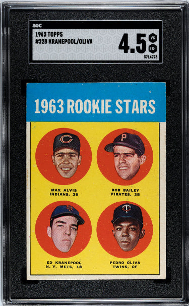 Tony Oliva/Ed Kranepool 1963 Topps Rookie Card (RC) #228- SGC Graded 4.5 VG-EX+ (Max Alvis/Bob Bailey) - Collectible-Powers Sports Memorabilia